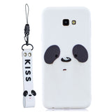 For Samsung A5 2017 Cartoon Lovely Coloured Painted Soft TPU Back Cover Non-slip Shockproof Full Protective Case with Lanyard white