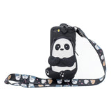For Iphone 5 / 5S / SE Cartoon Hanging Lanyard + Fall Resistant Cartoon TPU Full Protective Mobile Phone Cover with Coin Purse 3 deep pink piglets