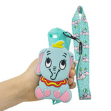 For Iphone 5 / 5S / SE Cartoon Hanging Lanyard + Fall Resistant Cartoon TPU Full Protective Mobile Phone Cover with Coin Purse 2 light blue elephant
