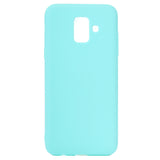 for Samsung A6 2018 Lovely Candy Color Matte TPU Anti-scratch Non-slip Protective Cover Back Case Light blue