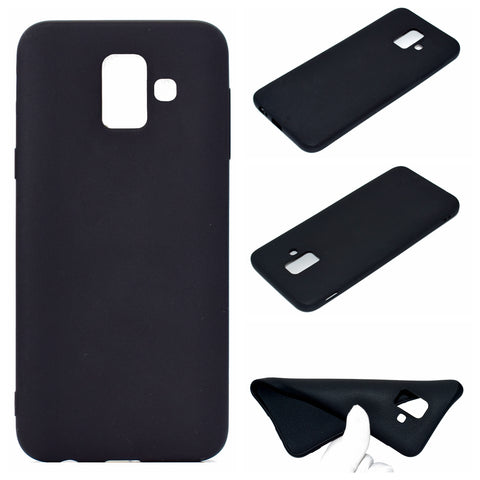 for Samsung A6 2018 Lovely Candy Color Matte TPU Anti-scratch Non-slip Protective Cover Back Case black