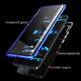 For Huawei P30 Pro/P30 Lite/P30 Front Back Glass Cover Luxury Aluminum Metal Magnet Adsorption Phone Case red_Huawei P30 lite