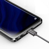 For Huawei P30 Pro/P30 Lite/P30 Front Back Glass Cover Luxury Aluminum Metal Magnet Adsorption Phone Case black_Huawei P30 lite