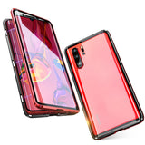 For Huawei P30 Pro/P30 Lite/P30 Front Back Glass Cover Luxury Aluminum Metal Magnet Adsorption Phone Case red_Huawei P30 lite