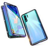 For Huawei P30 Pro/P30 Lite/P30 Front Back Glass Cover Luxury Aluminum Metal Magnet Adsorption Phone Case black_Huawei P30 lite