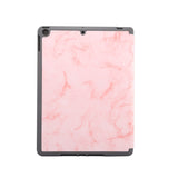 For iPad Pro 10.2 2019 Tablet Cover Marbling Pattern PU Leather Pen Loops Anti-fall Anti-scrach Anti-slip Protect Shell Tri-fold Tablet Case blue