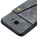 For Samsung J4 PLUS PU Protective Phone Back Case with Card Slot Bracket gray