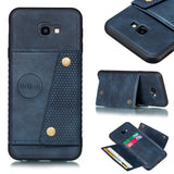 For Samsung J4 PLUS PU Protective Phone Back Case with Card Slot Bracket gray
