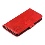 For iPhone 6/6S/7/8 Wallet-type Cute Cartoon Embossed Happy Cat PU Leather Protective Phone Case with Buckle & Bracket blue