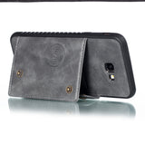 For Samsung J4 PLUS PU Protective Phone Back Case with Card Slot Bracket gray