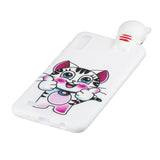 For Samsung A10 3D Cute Coloured Painted Animal TPU Anti-scratch Non-slip Protective Cover Back Case kitten