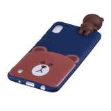 For Samsung A10 3D Cute Coloured Painted Animal TPU Anti-scratch Non-slip Protective Cover Back Case Bear
