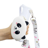 For Samsung A10/A20/A30 Case Mobile Phone Shell Shockproof TPU Cellphone Cover with Cartoon Cat Pig Panda Coin Purse Lovely Shoulder Starp  White