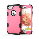 For iPhone 6/6S PC+ Silicone 2 in 1 Hit Color Tri-proof Shockproof Dustproof Anti-fall Protective Cover Back Case Rose red + black