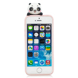 For iPhone 5/5S/SE/6/6S/6 Plus/6S Plus/7/8/7 Plus/8 Plus Phone Case 3D Cartoon Panda Bamboo Cellphone Back Shell Shockproof Smartphone Cover Pink