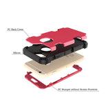 For iPhone 6/6S PC+ Silicone 2 in 1 Hit Color Tri-proof Shockproof Dustproof Anti-fall Protective Cover Back Case Rose red + black