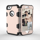 For iPhone 6/6S PC+ Silicone 2 in 1 Hit Color Tri-proof Shockproof Dustproof Anti-fall Protective Cover Back Case Gold + black