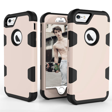 For iPhone 6/6S PC+ Silicone 2 in 1 Hit Color Tri-proof Shockproof Dustproof Anti-fall Protective Cover Back Case Gold + black