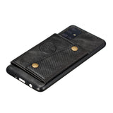 For Samsung A51 Cellphone Cover Back Case Double Buckle PU Leather with Card Slots Shell black