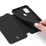 DUX DUCIS for Samsung A21S/A51 5G Magnetic Mobile Phone Holder Leather Case with Cards Slot blue_Samsung A21S