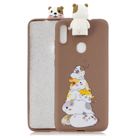 For Samsung A11 Soft TPU Back Cover Cartoon Painting Mobile Phone Case Shell with Bracket Hamsters