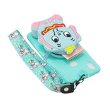 For Samsung A10S A20S TPU Full Protective Cartoon Mobile Phone Cover with Coin Purse+Hanging Lanyard 2 light blue elephant