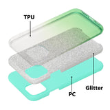 For iphone X/XS/XR/XS MAX/11/11 pro MAX Phone Case Gradient Color Glitter Powder Phone Cover with Airbag Bracket green