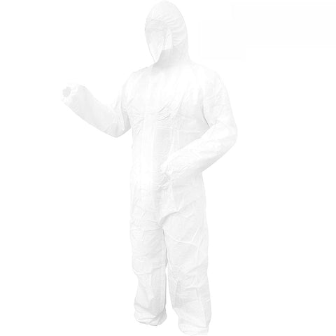 Disposable Bootie and Hood Coverall Suit Dustproof Breathable SMS Non-woven Isolation Garment 185cm