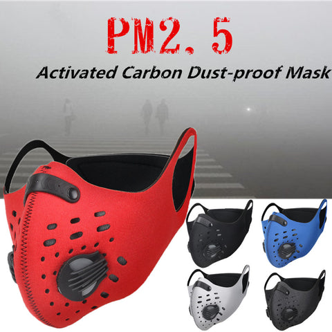 Unisex Activated Carbon Dust - proof Sports Healthy Mask Riding Sports Mask  red_One size