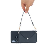 For HUAWEI P30/P30 Lite/P30 Pro Mobile Phone Cover with Pu Leather Card Holder + Hand Rope + Straddle Rope black