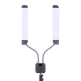 Rotatable LED Fill Light Dimmable Flexible Dual Arm for Cellphone Live Video Selfie Photography base version + light stand