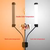 Rotatable LED Fill Light Dimmable Flexible Dual Arm for Cellphone Live Video Selfie Photography base version + light stand