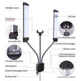 Rotatable LED Fill Light Dimmable Flexible Dual Arm for Cellphone Live Video Selfie Photography base version + light stand