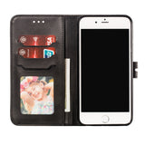 For iPhone 6 plus/6S plus/7 plus/8 plus Wallet-type Cute Cartoon Embossed Happy Cat PU Leather Protective Phone Case with Buckle & Bracket black