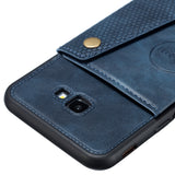 For Samsung J4 PLUS PU Protective Phone Back Case with Card Slot Bracket blue