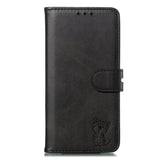 For iPhone 6 plus/6S plus/7 plus/8 plus Wallet-type Cute Cartoon Embossed Happy Cat PU Leather Protective Phone Case with Buckle & Bracket black