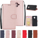 For Samsung A6 2018 Flip-type Leather Protective Phone Case with 3 Card Position Buckle Design Phone Cover  Rose gold