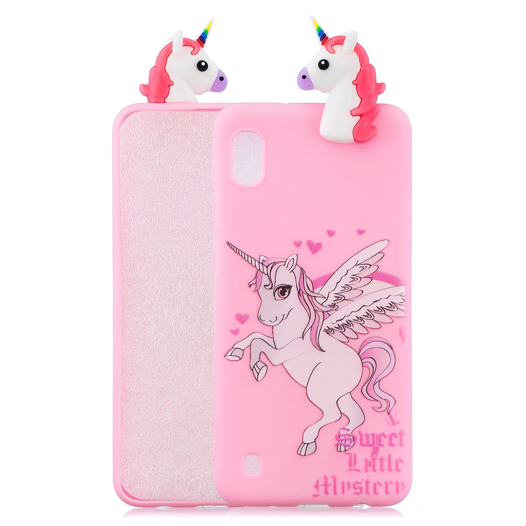 For Samsung A10 3D Cute Coloured Painted Animal TPU Anti-scratch Non-slip Protective Cover Back Case unicorn
