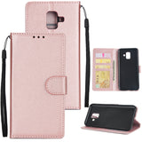 For Samsung A6 2018 Flip-type Leather Protective Phone Case with 3 Card Position Buckle Design Phone Cover  Rose gold
