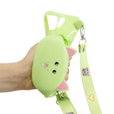 For Samsung A10/A20/A30 Case Mobile Phone Shell Shockproof TPU Cellphone Cover with Cartoon Cat Pig Panda Coin Purse Lovely Shoulder Starp  Green