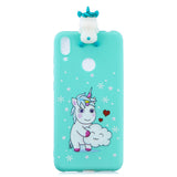 For Huawei Y6 2019 3D Cartoon Lovely Coloured Painted Soft TPU Back Cover Non-slip Shockproof Full Protective Case Love unicorn