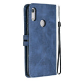 For HUAWEI Y6 2019 Denim Pattern Solid Color Flip Wallet PU Leather Protective Phone Case with Buckle & Bracket gray
