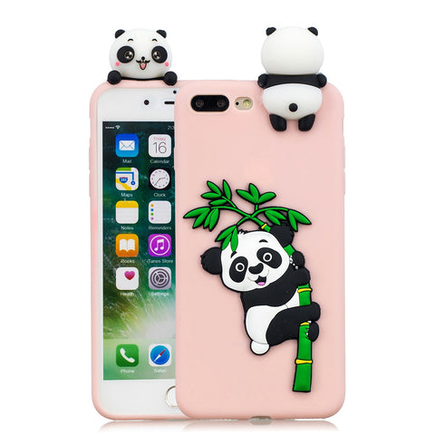 For iPhone 5/5S/SE/6/6S/6 Plus/6S Plus/7/8/7 Plus/8 Plus Phone Case 3D Cartoon Panda Bamboo Cellphone Back Shell Shockproof Smartphone Cover Pink