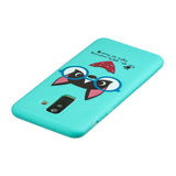 For Samsung A6 plus 2018 Cute Coloured Painted TPU Anti-scratch Non-slip Protective Cover Back Case with Lanyard Light blue