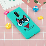 For Samsung A6 plus 2018 Cute Coloured Painted TPU Anti-scratch Non-slip Protective Cover Back Case with Lanyard Light blue
