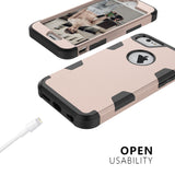 For iPhone 6/6S PC+ Silicone 2 in 1 Hit Color Tri-proof Shockproof Dustproof Anti-fall Protective Cover Back Case Gold + black