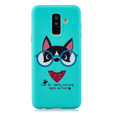 For Samsung A6 plus 2018 Cute Coloured Painted TPU Anti-scratch Non-slip Protective Cover Back Case with Lanyard Light blue