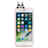 For iPhone 5/5S/SE/6/6S/6 Plus/6S Plus/7/8/7 Plus/8 Plus Phone Case 3D Cartoon Panda Bamboo Cellphone Back Shell Shockproof Smartphone Cover Pink