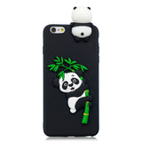 For iPhone 5/5S/SE/6/6S/6 Plus/6S Plus/7/8/7 Plus/8 Plus Phone Case 3D Cartoon Panda Bamboo Cellphone Back Shell Shockproof Smartphone Cover Black