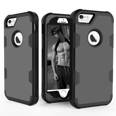 For iPhone 6/6S PC+ Silicone 2 in 1 Hit Color Tri-proof Shockproof Dustproof Anti-fall Protective Cover Back Case black